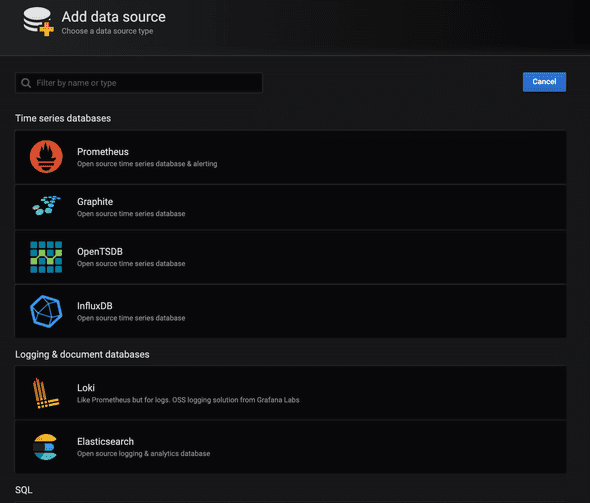 grafana datasource list