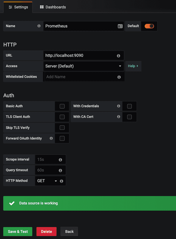 grafana datasource ok