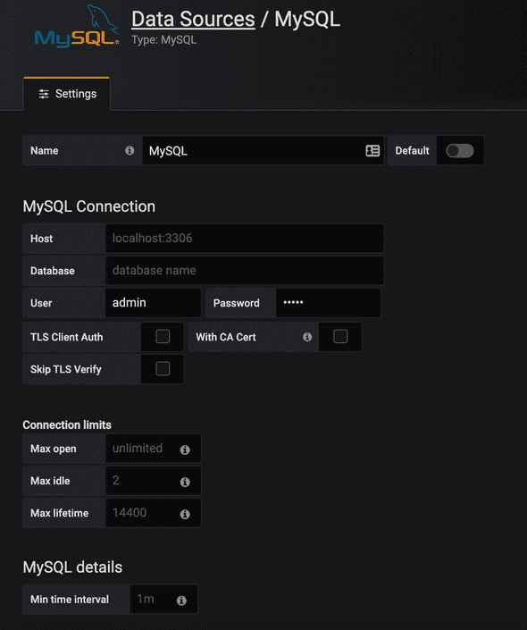 grafana mysql setting