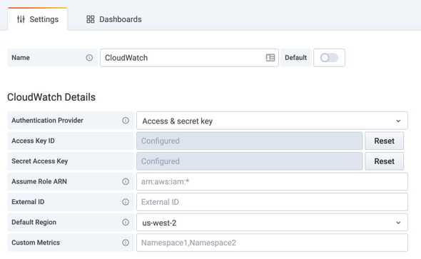 grafana config cloudwatch
